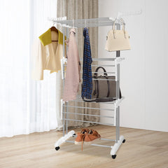 Foldable Extra Large Clothes Drying Rack 4 Tier For Indoor Outdoor Laundry Room Laundry Garment Dryer Stand Adjustable Rolling Laundry