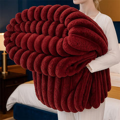 Chunky Cord Throw Blanket Ribbed Faux Fur, Thick Fleece Blanket Throws Decorative Winter Warm Blanket Ultra Soft Warm Sofa Throw Blanket for Bedroom Living Room UK Free Shipping