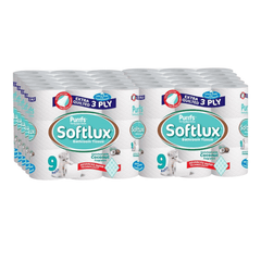 90 Softlux Coconut Fresh Scented 3 Ply Strong Absorbent White Tissue Toilet Rolls