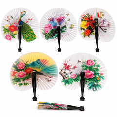 12pcs Folding Fans - Compact Foldable Fans Assorted Designs with Floral and Bird Patterns, Ideal as Gifts and Decorations, Paper Fans