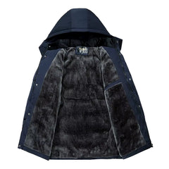 2025 New Fashion Fleece Hooded Winter Coat Men Thick Warm Mens Winter Jacket Windproof Gift for Father Husband Parka