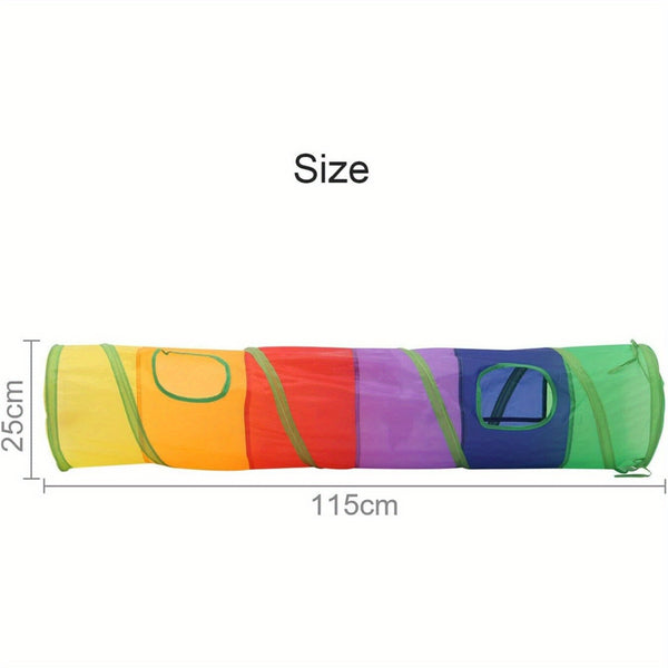 Cat Tunnel Collapsible Cat Toys Tunnel with 2 Peek Holes Rainbow Tunnel for Indoor Cats Pet Interactive Play Tunnels with a Play Ball Exercising Hiding Training and Running with Fun