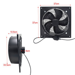 1pc 300mm Humidity Control Quiet Bathroom Kitchen Extractor Fan L37xW37CM inch Shower Wall or Ceiling Mounted Ventilation for Ducting Quiet Toilet Exhaust Fan with Governor Switch