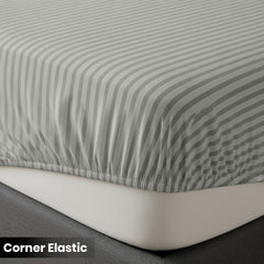 1pc Extra Deep Striped Fitted Sheet 40cm – Soft & Comfortable Microfiber Bedding, Breathable & Smooth, Machine Washable Bed Sheet Suitable for Bedroom