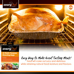 24 Pack Roasting Bags for Oven with Ties | 38x25cm Oven-Safe Cooking Bags for Chicken, Turkey, Meat & Fish | Disposable Mess-Free Oven Roasting Bags for Juicy Results & Faster Cooking | Multi-Purpose Turkey Roasting Bags with Easy Cleanup
