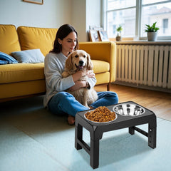 Dog Food Bowl Stand with 4 Customisable Heights | Dog Feeding Station Non-Slip Elevated Feeder for Improved Digestion | Fits 2 Standard Bowls