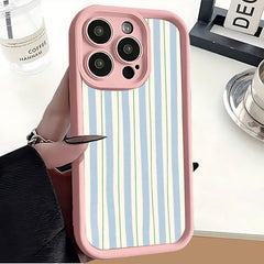 Phone Case: Phone Case - Protect Your Phone with a Soft Pink Case Featuring a Blue And White Striped Pattern, UV Printed. for iPhone 17 Air/16/15/14/13/12/11/Plus/Pro/Pro Max and Galaxy S, A Series/XIAOMI/MOTO/PIXEL.Gift for Friends, Boys
