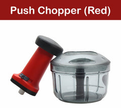 SUL Manual Food Chopper, Hand Pull/Push Chopper with Removable Blades and Non-Slip Base Food Chopper for Kitchen to Chop Fruits,Vegetables, Salad (Push Chopper (Red) 600ml)