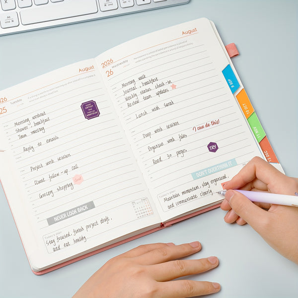 2026 Diary, A5 Diary Planner Daily and Monthly, Diary Page a Day Form January 2026 to December 2026, with Monthly Tabs | 4 Planning Stickers | Inner Pocket, 21.5 X 14.5cm