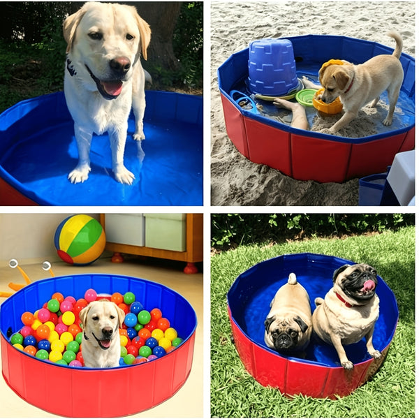 Heavy Duty Dog Swimming Pool, Dog Paddling Pool, PVC Board Pet Pool Quick Setup, Drainage Hole & Thickened Bottom For Small/Large Dogs Indoor & Outdoor Use