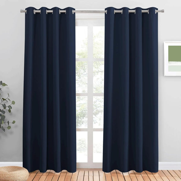 PONY DANCE Grey Blackout Thermal Insulated Curtains for Bedroom, 46 X 54 Inch Short Eyelet Curtains & Drapes, Soft Black Out 2 Panels for Window Living Room/Kitchen
