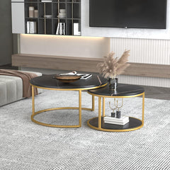 Nesting Coffee Tables Set of 2 Round Stacking Sofa Side Tables for Living Room