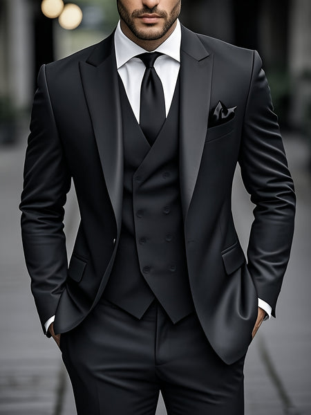 Fashion Men's Leisure Boutique Slim Fit Light Business Suit Set, Wedding Ball Dress Jacket + Vest + Pants 3pcs Suit.