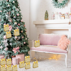 100Pcs Gold Christmas Treat Boxes with Ribbons - Perfect for Holiday Favors, Candy, Gifts, and Party Decorations