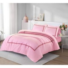 Embroided Baratta Stitch Duvet Cover Set with Matching Pillowcases - Ultra-soft Brushed Microfibre – Chic & Modern Design – Easy Care & Machine Washable