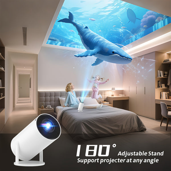 XYA 4K Ultra-HD Smart Projector Mini Projector Built in Speakers with 180° Rotation Auto Keystone Correction Idea for Home Theater Gaming Presentations Compatible with TV-Stick PC Smartphones USB, Mini Projector For Bedroom, Cell Phone Projector Mini, Gam