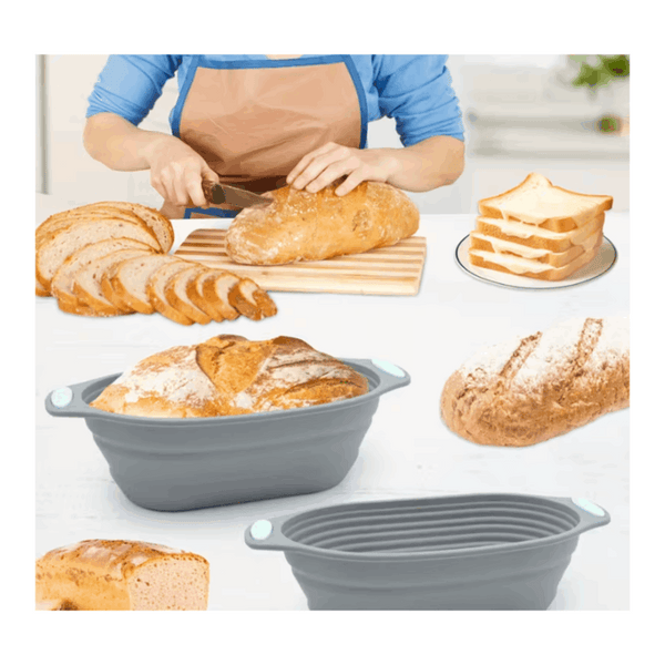 2pcs Foldable Proofing Baskets for Bread – Non-Stick Artisan Rising Bowls, Flexible Space-Saving Fermentation Set for Baguettes &Homemade Baking