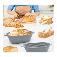 2pcs Foldable Proofing Baskets for Bread – Non-Stick Artisan Rising Bowls, Flexible Space-Saving Fermentation Set for Baguettes &Homemade Baking