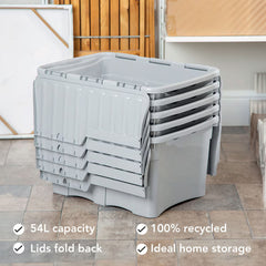 Wham 54 Litre Croc Box with Grey Lids - 5 Pack