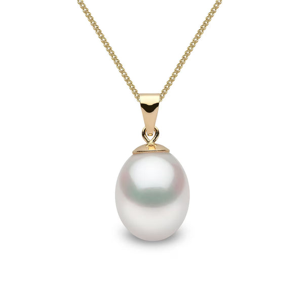9Mm Cultured Freshwater White Pearl Pendant, 18Ct Yellow Gold