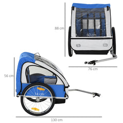 2-Seat Child Bike Trailer Bicycle Wagon for Kid W/ Seat Belt Hitch Coupler