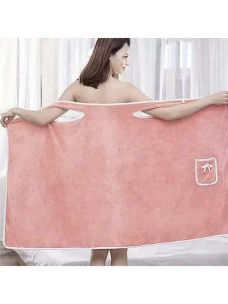 Women'S Coral Fleece Bathrobe, 1 Count Soft Absorbent Bath Skirt, Ladies Wearable Bath Towel, Bathrobe for Beach Spa Sauna Shower