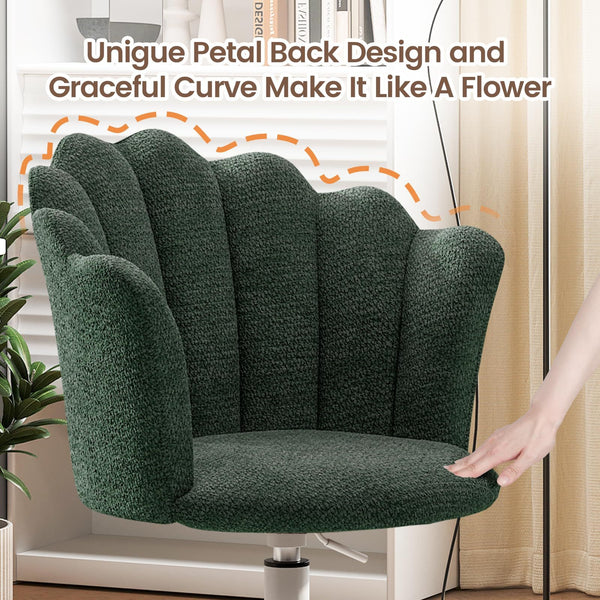 Shell-shaped Office Chair,Adjustable Chenille Swivel Chair,Soft and Flexible, Suitable for Bedrooms, Offices and Studies.