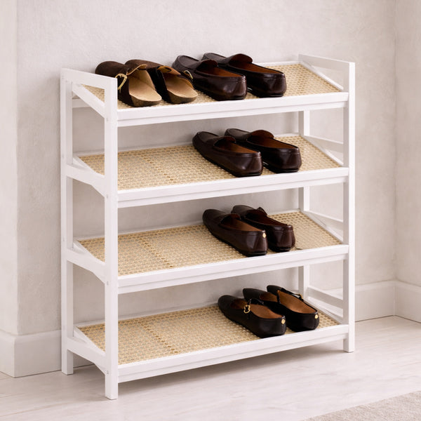 KEPLIN 2/3/4-Tier Bamboo and Rattan Shoe Rack Organizer – Durable, Easy Assembly – Compact Design for Entryway, Closet, or Hallway – Stylish and Functional Storage – Black and Natural