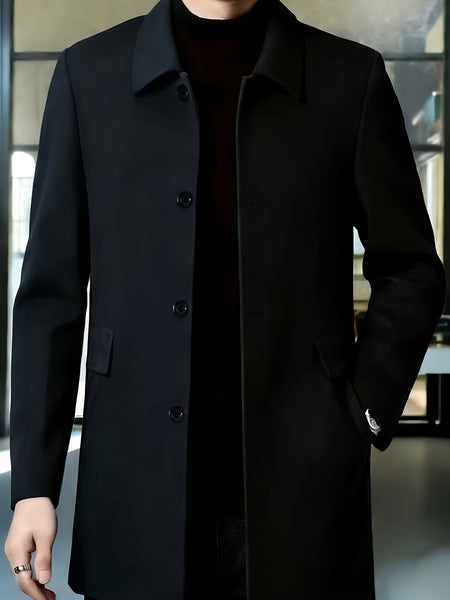 [Wanrenshan OBM] 2025 American Style New Men'S Casual Classic Versatile Solid Color Side Double Pocket Easy Design Handsome Dad Wrinkle-Resistant Non-Iron Single-Breasted Light Luxury Trench Coat