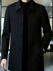 [Wanrenshan OBM] 2025 American Style New Men'S Casual Classic Versatile Solid Color Side Double Pocket Easy Design Handsome Dad Wrinkle-Resistant Non-Iron Single-Breasted Light Luxury Trench Coat