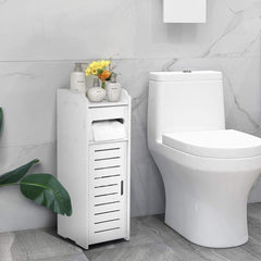 White Bathroom Cabinet, Toilet Storage Cupboard Shelf Floor Standing Toilet Silm Shelf Storage Rack with Drawer Space Saver Organizer for Living Room Bedroom Kitchen Hallway 17 X 22 X 56cm