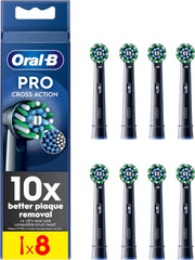 Oral-B Pro Cross Action Electric Toothbrush Head, X-Shape and Angled Bristles for Deeper Plaque Removal, Pack of 4 Toothbrush Heads, Black