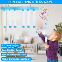Reflex Challenge Catching Sticks Game Hand Speed Challenge Reaction Training Toy for Kids and Adults Glow in the Dark Stick Drop with 3 Adjustable Speeds Hand Eye Coordination Educational Gift