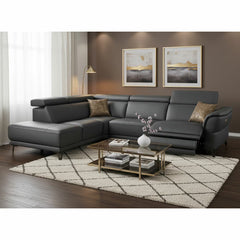 Nicoletti Charleston Blue Leather Power Reclining Corner Sofa with Chaise in 2 Configurations