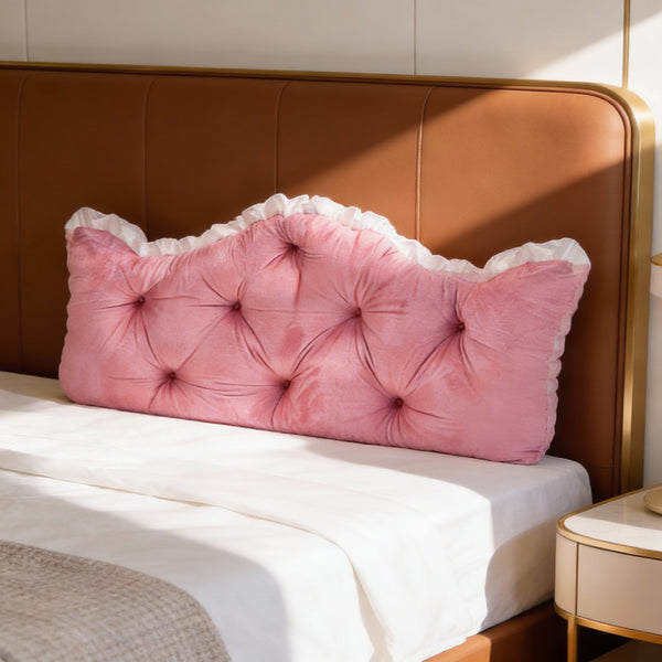Large Ultra-Soft Comfortable Plush Backrest Pillow, Princess Style Reading Cushion, Neck and Back Support, Luxurious Fashionable Home Style Multifunctional Lace Ruffled Headboard Cushions, Suitable for Bedroom, Living Room, Dorm, Sofa Home Decor, Machine