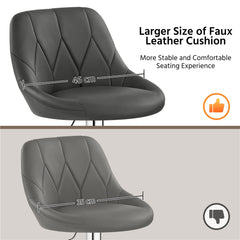 Costoffs Bar Stools Set of 2 Faux Leather Swivel Barstools, Height Adjustable, Modern Bar Chairs with Ergonomic Backrest, Cushioned Seat, Chrome Footrest for Home Kitchen Island Bar Counter, Dark Grey/Black/Retro Brown/White/Light Grey