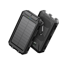 2pcs 20000mAh Portable Solar Power Bank, Portable Solar Mobile Phone Charger, Camping External Battery Charger for Mobile Phones, 2 USB/ LED Flashlights with Compass for Outdoor Activities