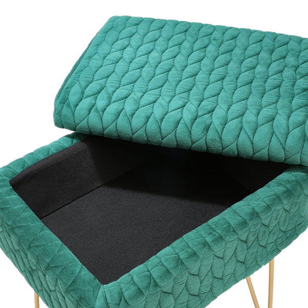 Padded Storage Footstool, Living Room Side Table with Tray, Sofa Footstool, Bedroom Dressing Stool - Features Large Built-in Storage, Non-Slip Metal Hairpin Legs, Includes Tray, Suitable for Living Rooms, Bedrooms, Hallways
