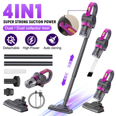 3-in-1 Vacuum Cleaner Handheld Cordless Powerful Suction Rechargeable Car Vacuum Portable Home Stick Vacuum Wet Dry Dust Collector High Power for Home Car Auto Cleaning