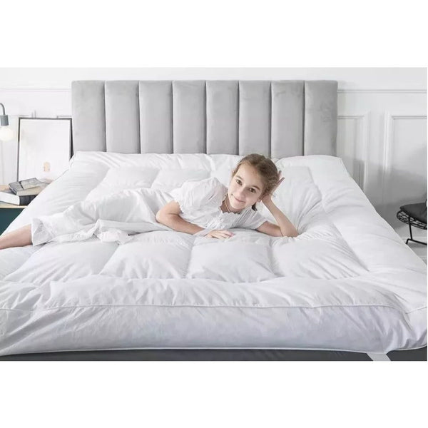 Luxury Mattress Topper Extra Thick 4-Inches / 10cm Deep | Fitted Bed MattressesToppers with Soft Fiber | Single Double King Super King Small Double Sizes Bedding Size