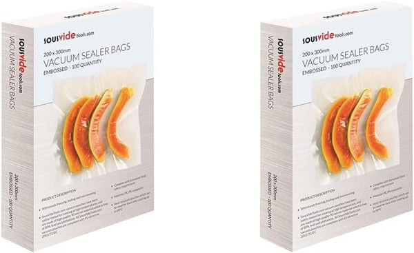 Sousvidetools | Vacuum Sealer Bags | Pack of 100 | 30Cm X 40Cm | Embossed Food Storage | Sous Vide Cooking, Freezing & Microwaving | [SVT-06005]