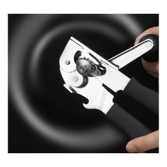 Multi-functional manual can opener stainless steel can and bottle opener in one non-slip labor-saving handle safe and without sharp edges suitable for kitchen tools for cans and bottle caps.