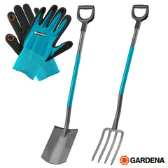 Gardena Classicline Spade & Fork Digging Tool Bundle with Gloves