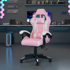 GartistGo Ergonomic Gaming Chair - Gamer Chairs with Lumbar Cushion + Headrest, Height-Adjustable Office & Computer Chair for Adults, Girls, Boys (Without footrest)