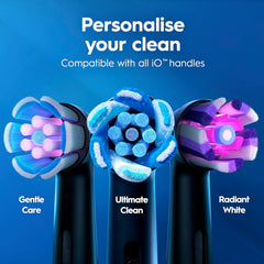 Oral-B Io3 Electric Toothbrush, 2 Toothbrush Heads, Pressure Sensor, Toothbrush for Adults with Travel Case, Gift Ideas for Him/Her, Matt Black, UK 2 Pin Plug