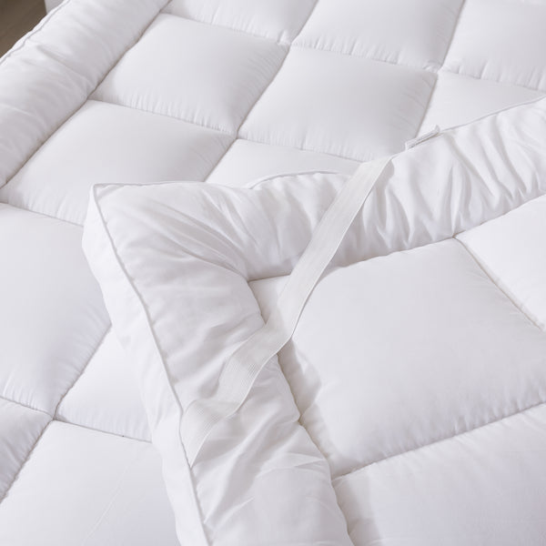 Mattress Topper 4.5 Inch or 11cm Thick All bed sizes, Single Double King Extra Thick Box 950 GSM Korean Virgin Filled Fiber Boxy Design for all purpose use