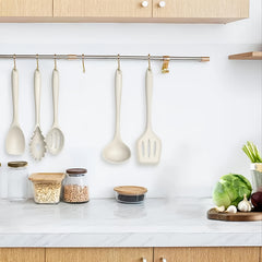 Set of Silicone Cooking Tools Including a Nonstick Spatula, Turner, And Spoon