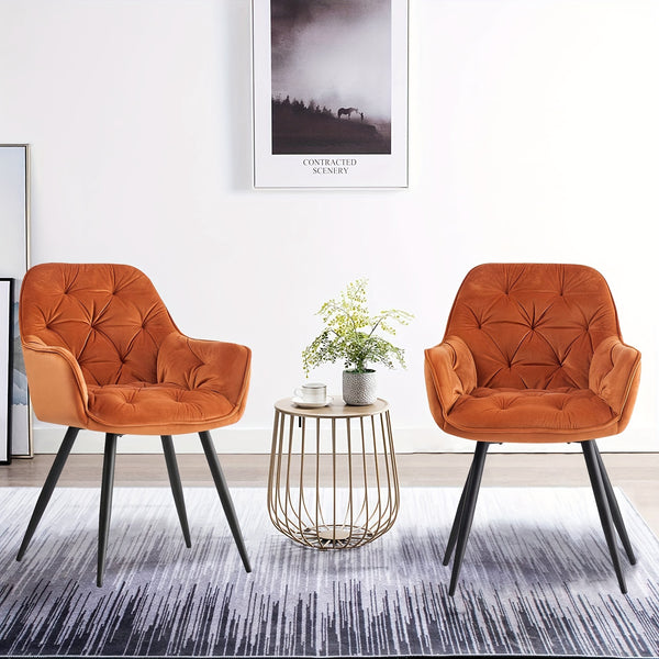 Contemporary Upholstered Velvet Dining Chairs Featuring Armrests, Suitable for Kitchens, Leisure Lounges, Living Rooms, Bedrooms, And Reception Areas