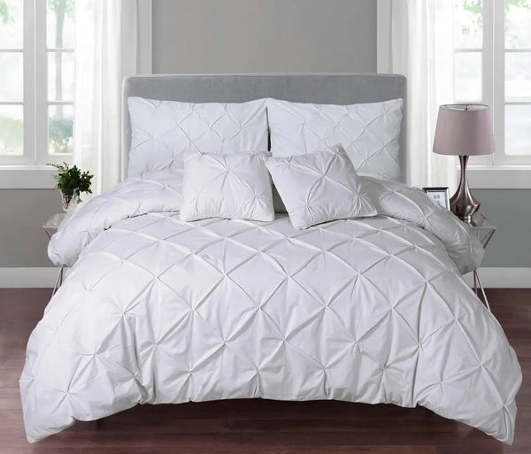 PINTUCK PLEATED ALFORD EGYPTION COTTON MIX DUVET COVER WITH PILLOW CASEA ALL SIZES SINGLE DOUBLE KING SUPER KING