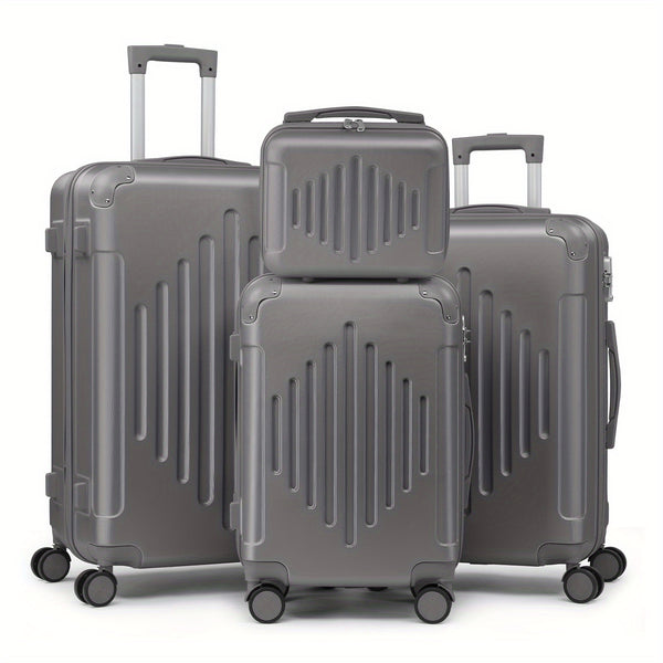 4pcs Luggage with Corner Protectors, 12/ 20/ 24/ 28-Inch, Durable Hard Shell, 360 Spinner Wheels, Multifunctional Large Capacity, Lightweight Travel Suitcase